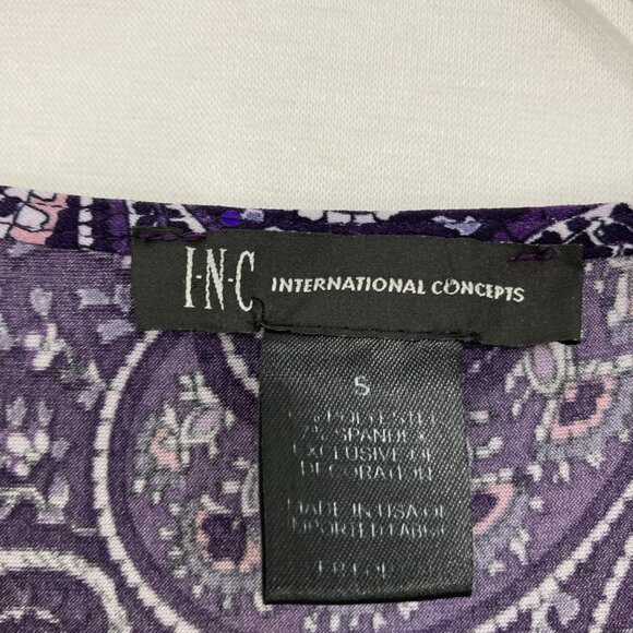 INC International Concepts Small Purple Paisley Y2K Wrap Babydoll Top Whimsigoth - Picture 2 of 8